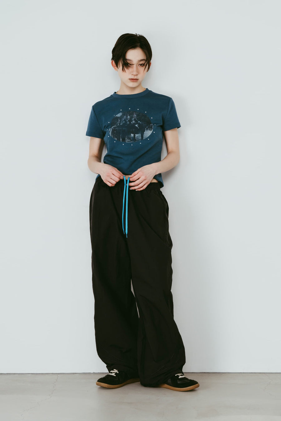 nylon easy pants(unisex)/black