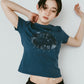studded compact tee/blue