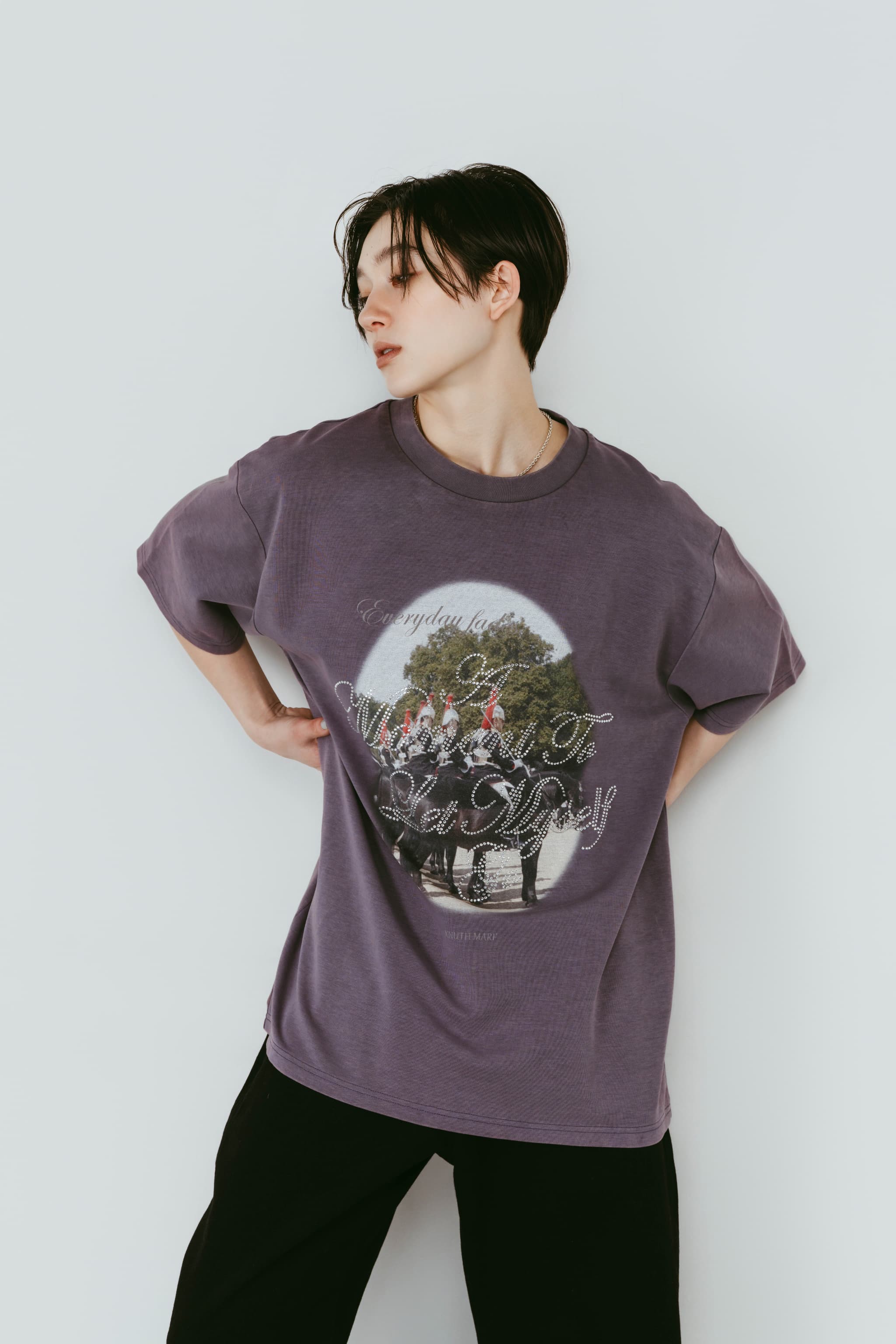 rhinestone graphic tee(unisex)/purple