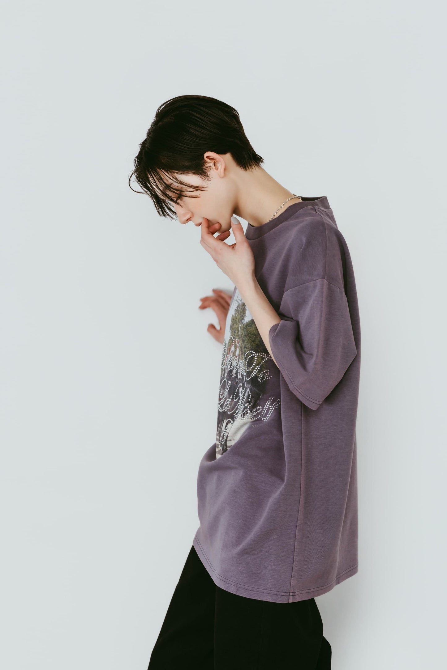 rhinestone graphic tee(unisex)/purple