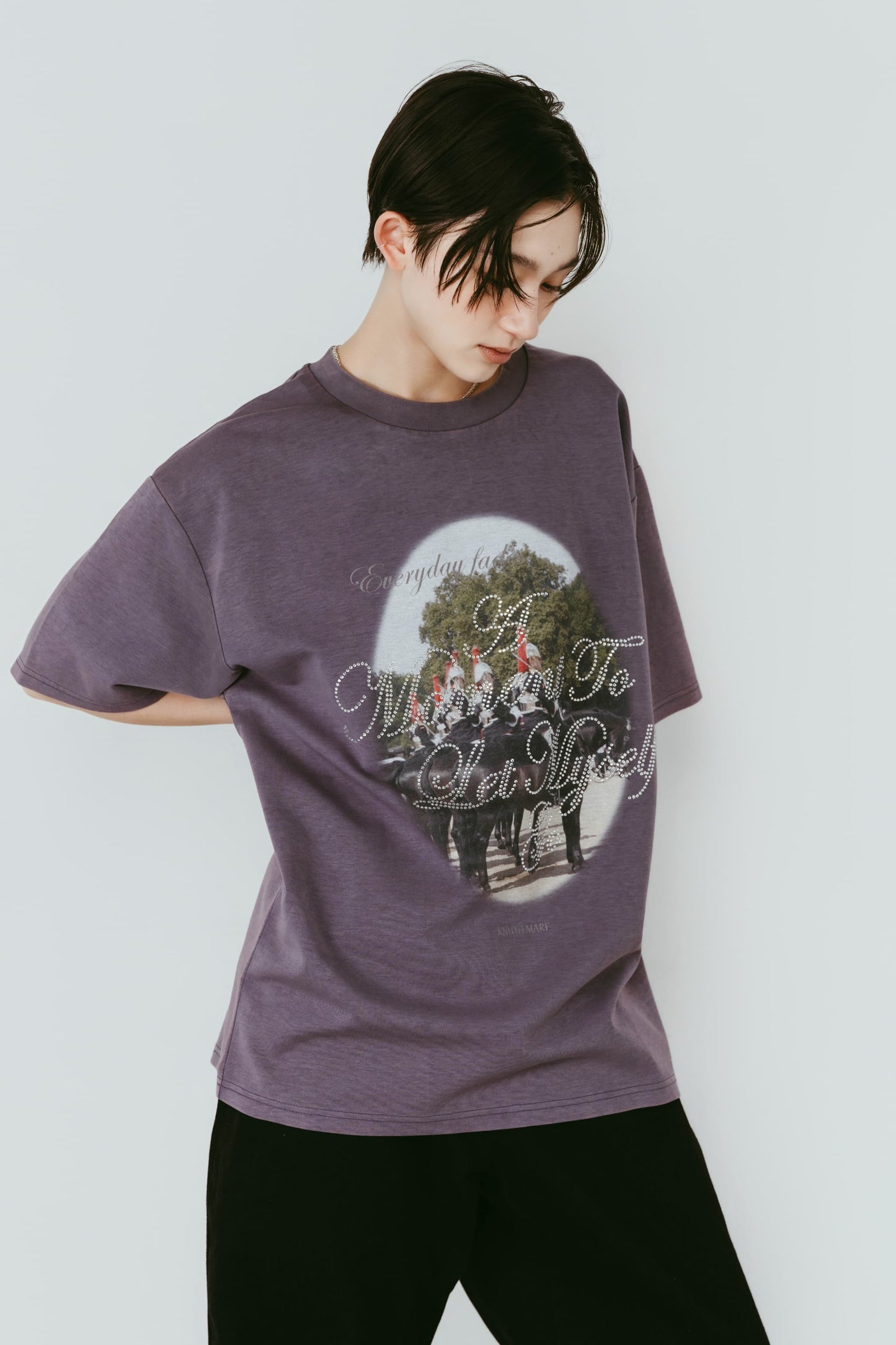 rhinestone graphic tee(unisex)/purple