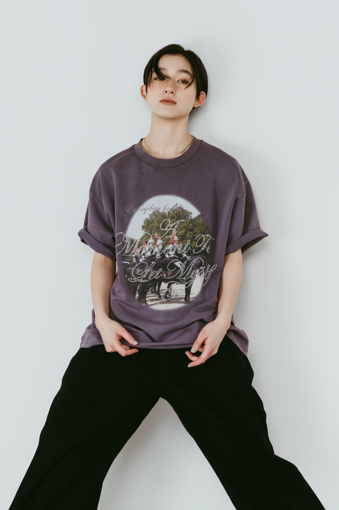 rhinestone graphic tee(unisex)/purple