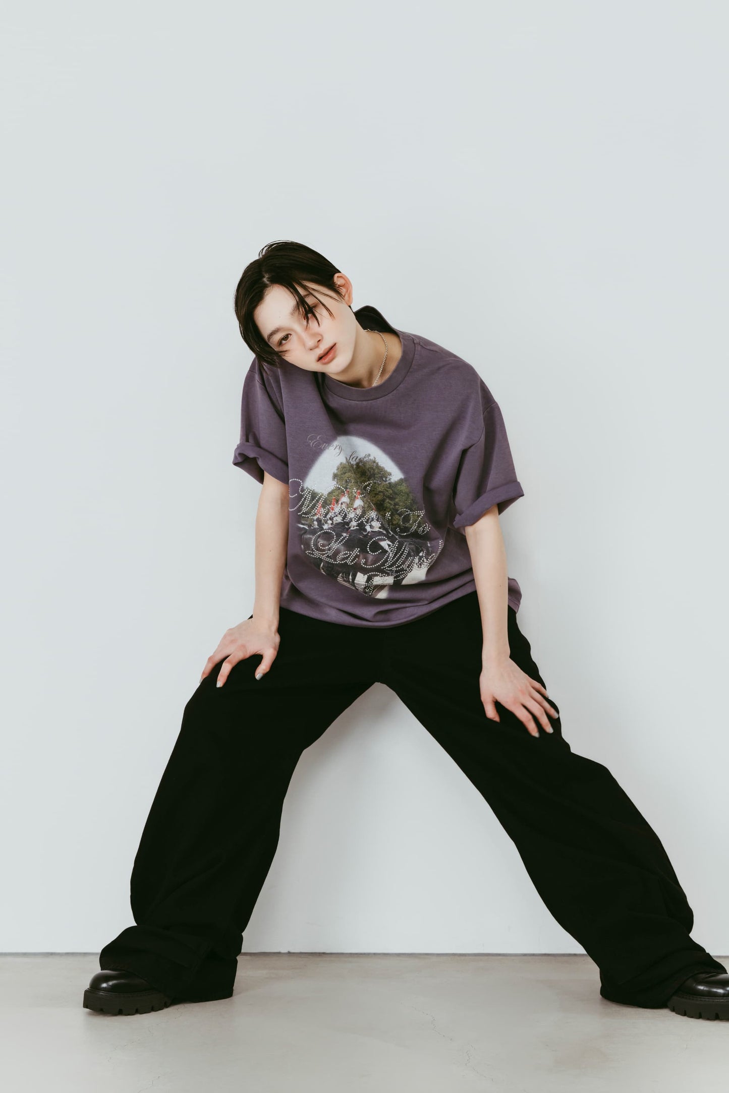 rhinestone graphic tee(unisex)/purple