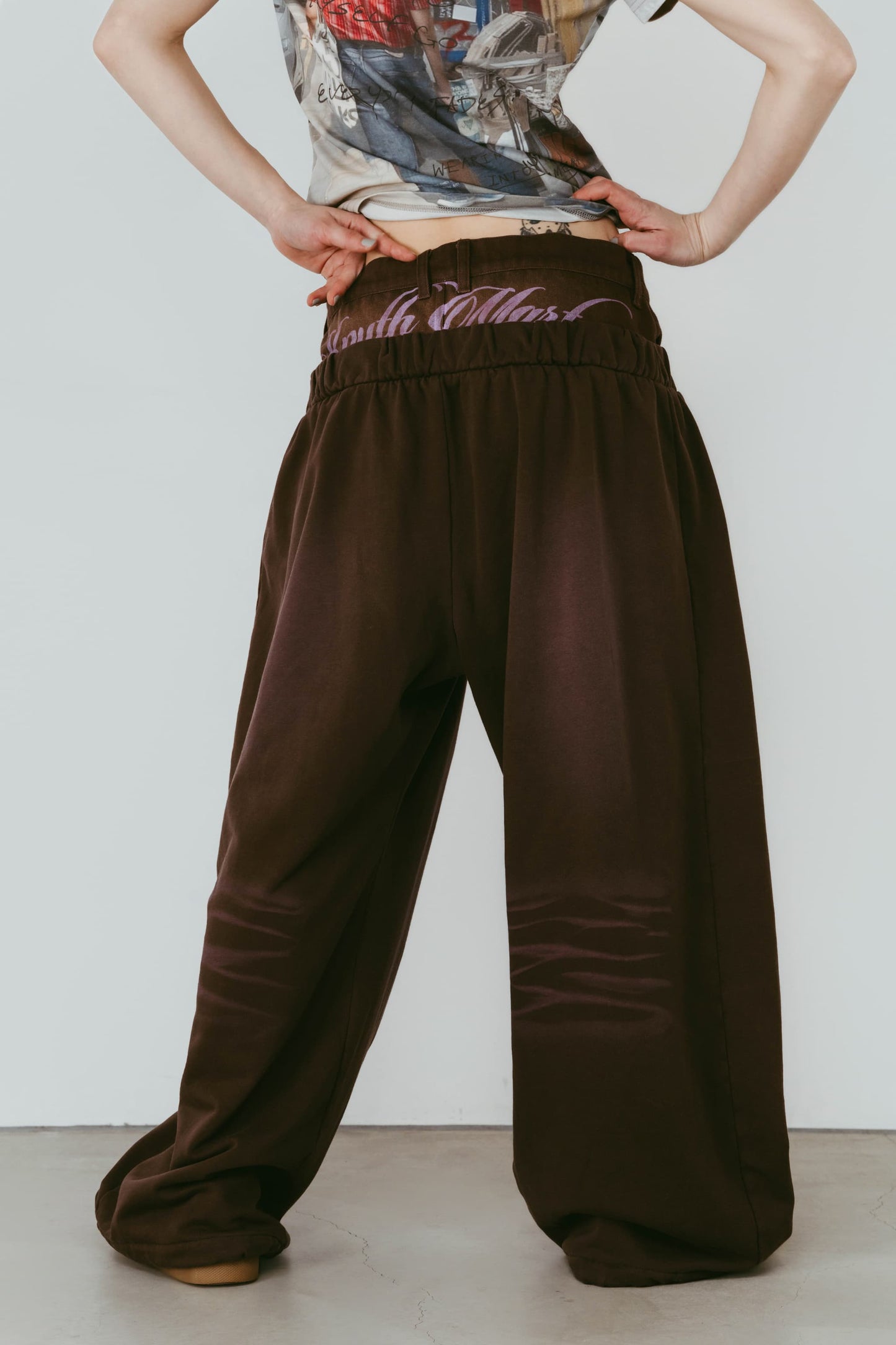 double-layer sweatpants(unisex)/brown
