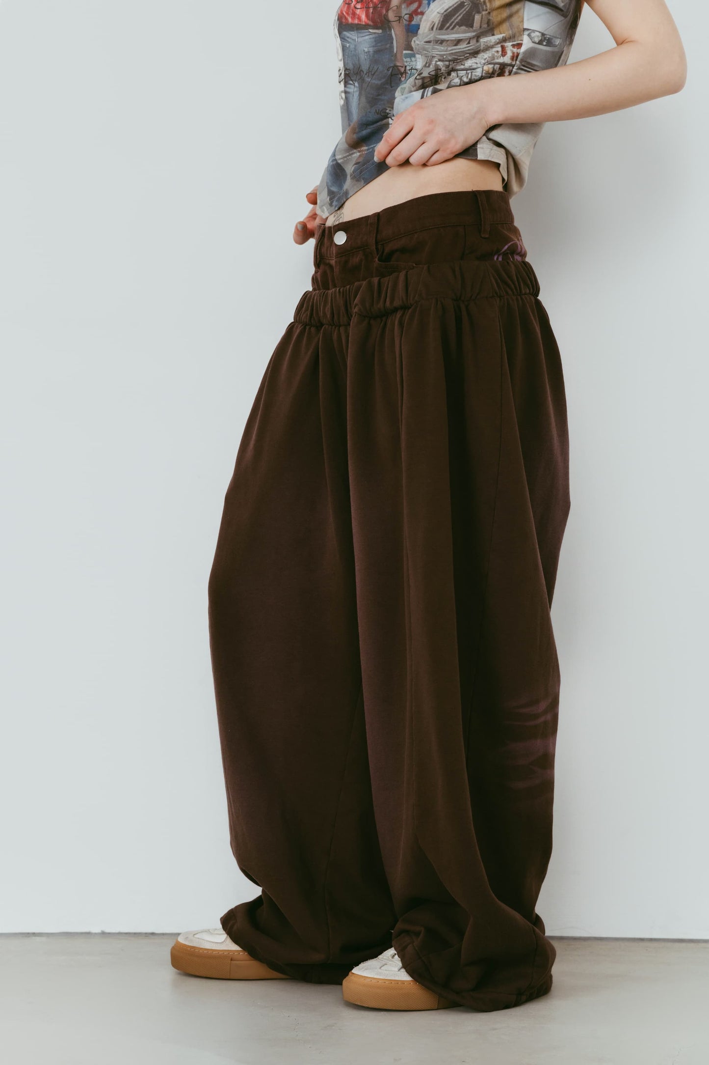 double-layer sweatpants(unisex)/brown