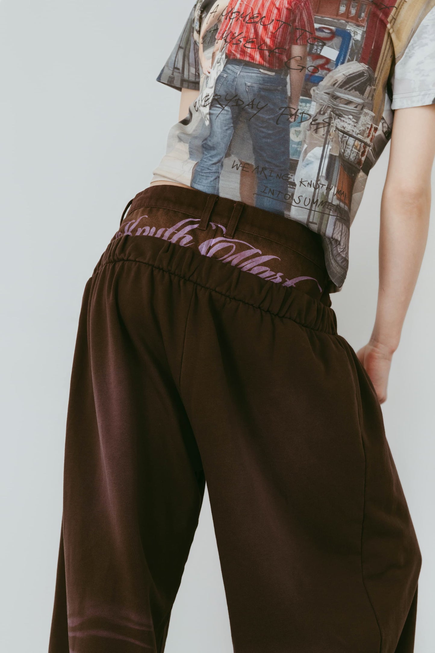 double-layer sweatpants(unisex)/brown