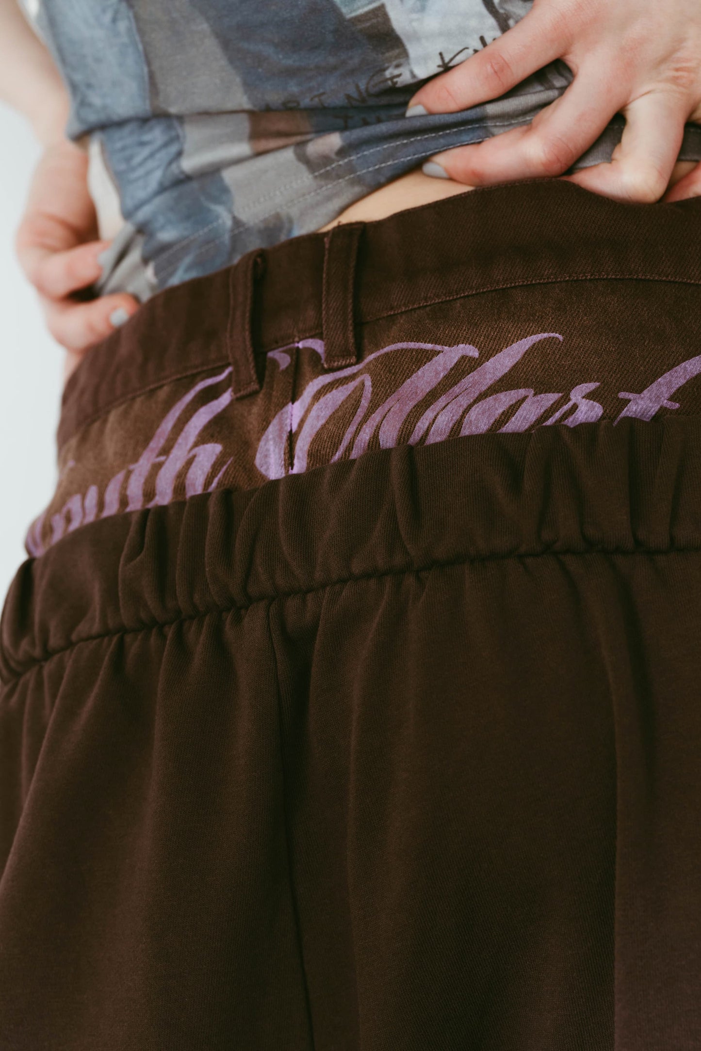 double-layer sweatpants(unisex)/brown