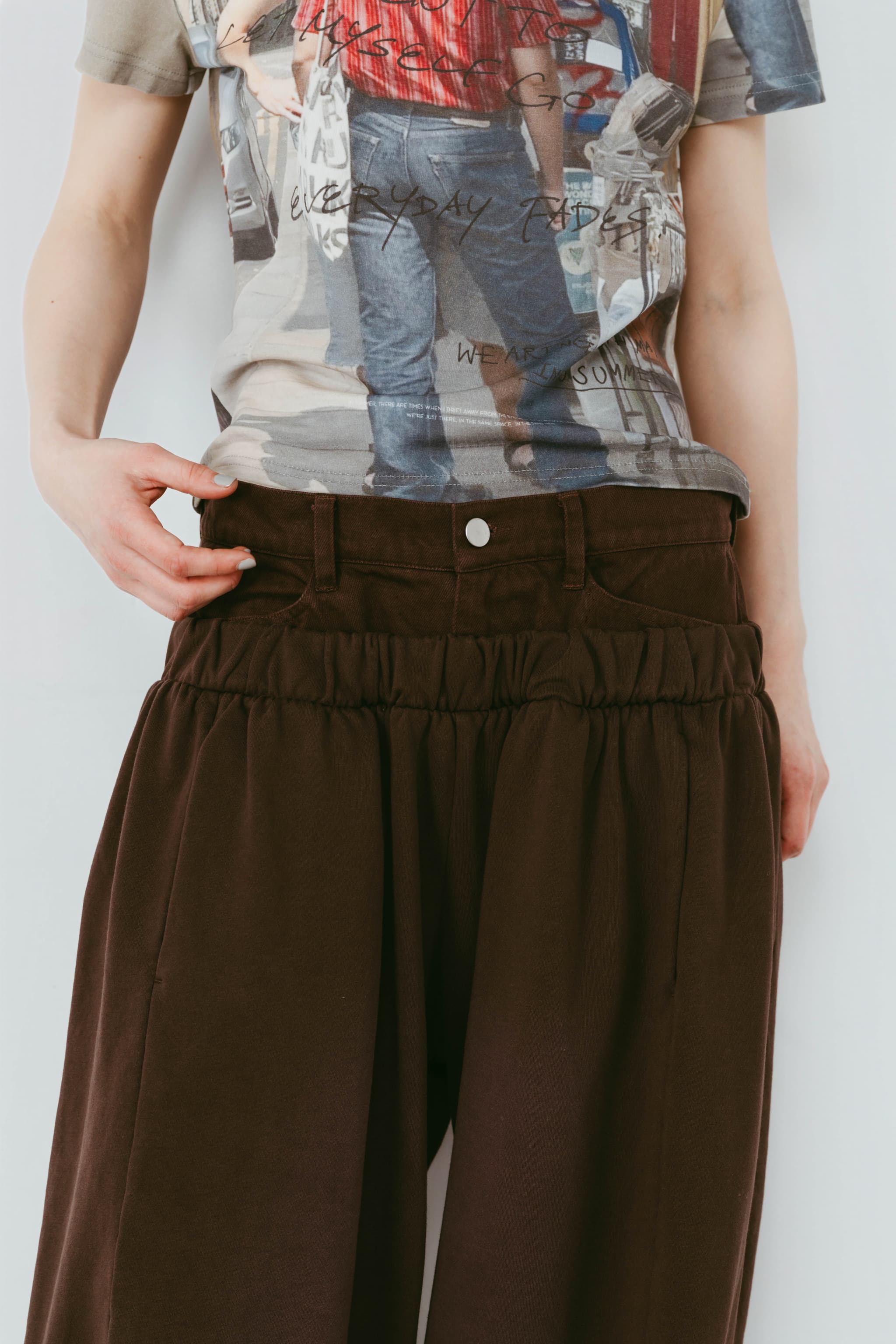 double-layer sweatpants(unisex)/brown | KNUTH MARF
