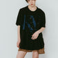 tuck detail oversized tee(unisex)/black
