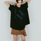 tuck detail oversized tee(unisex)/black