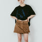 layered suede skort/brown