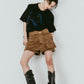 layered suede skort/brown