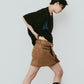 layered suede skort/brown