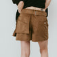 layered suede skort/brown