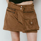 layered suede skort/brown
