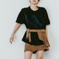 layered suede skort/brown