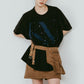 tuck detail oversized tee(unisex)/black