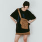 layered suede skort/brown