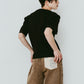 structured shoulder top/black