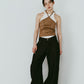 suede bustier top/camel