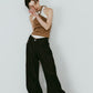 wide bell-bottom denim pants/black