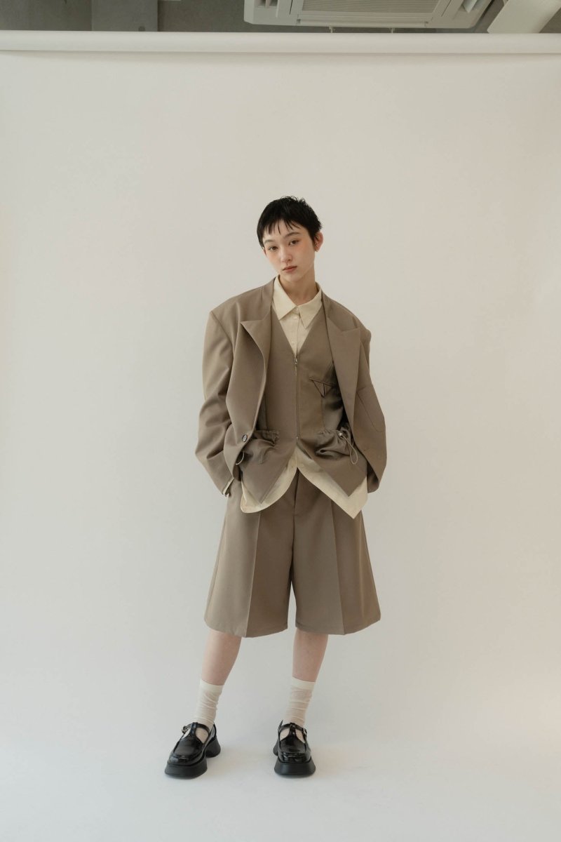 layered half pants(unisex)/beige - KNUTH MARF