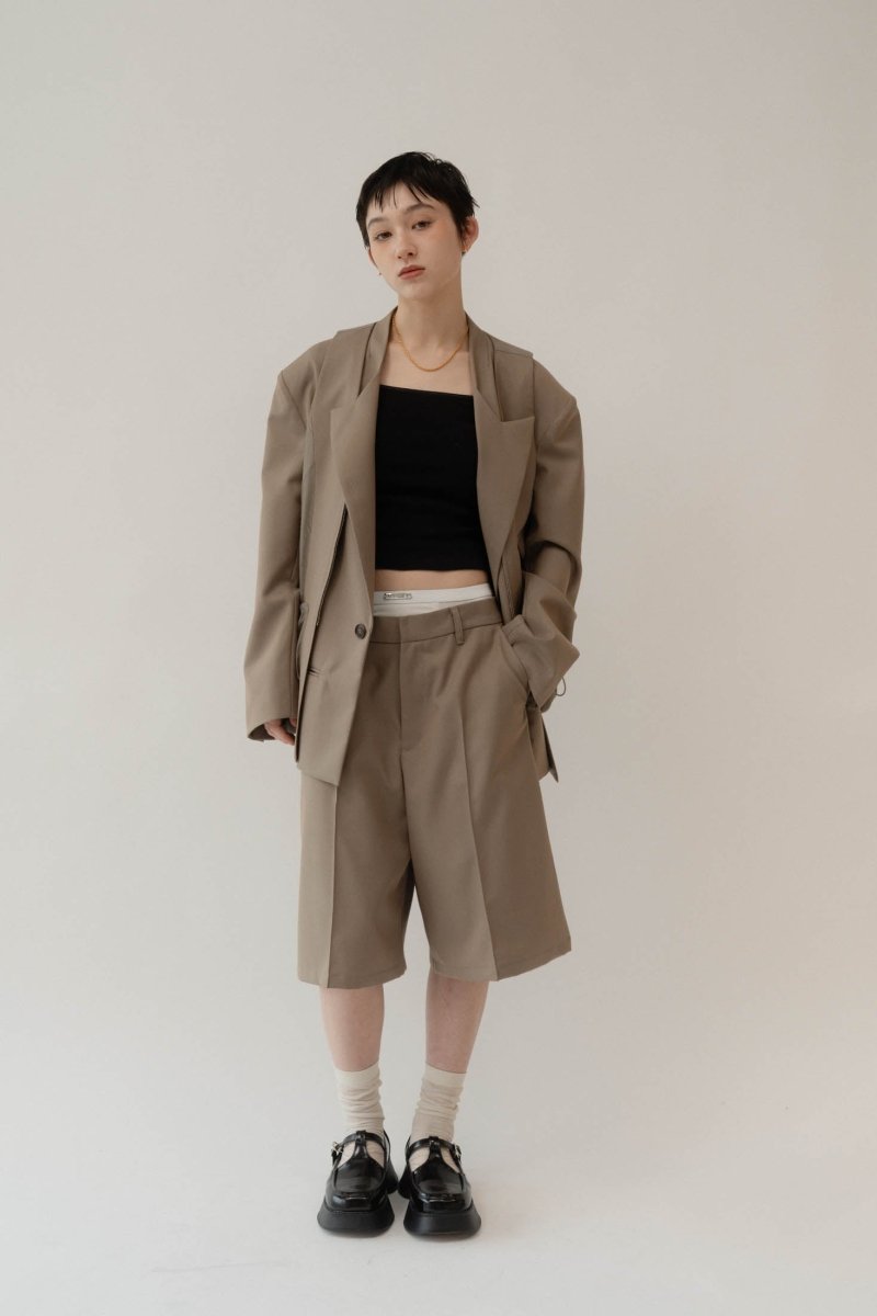 layered half pants(unisex)/beige - KNUTH MARF