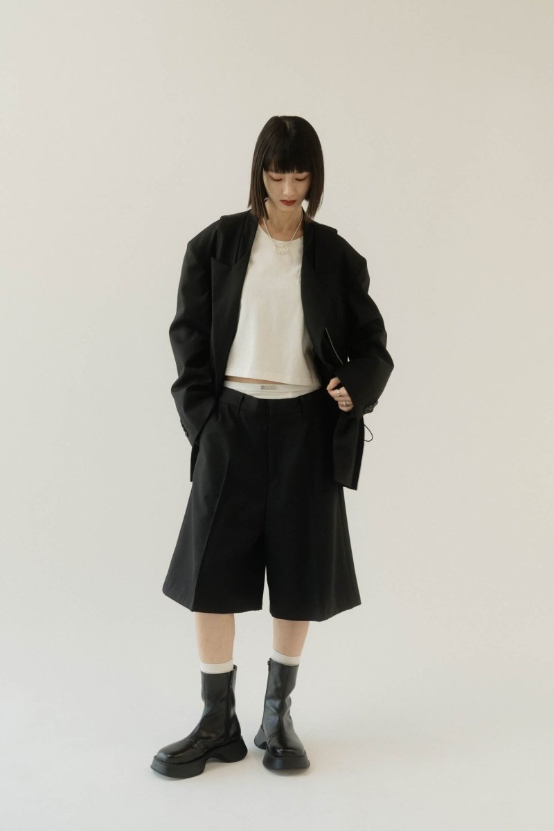 layered half pants(unisex)/black - KNUTH MARF