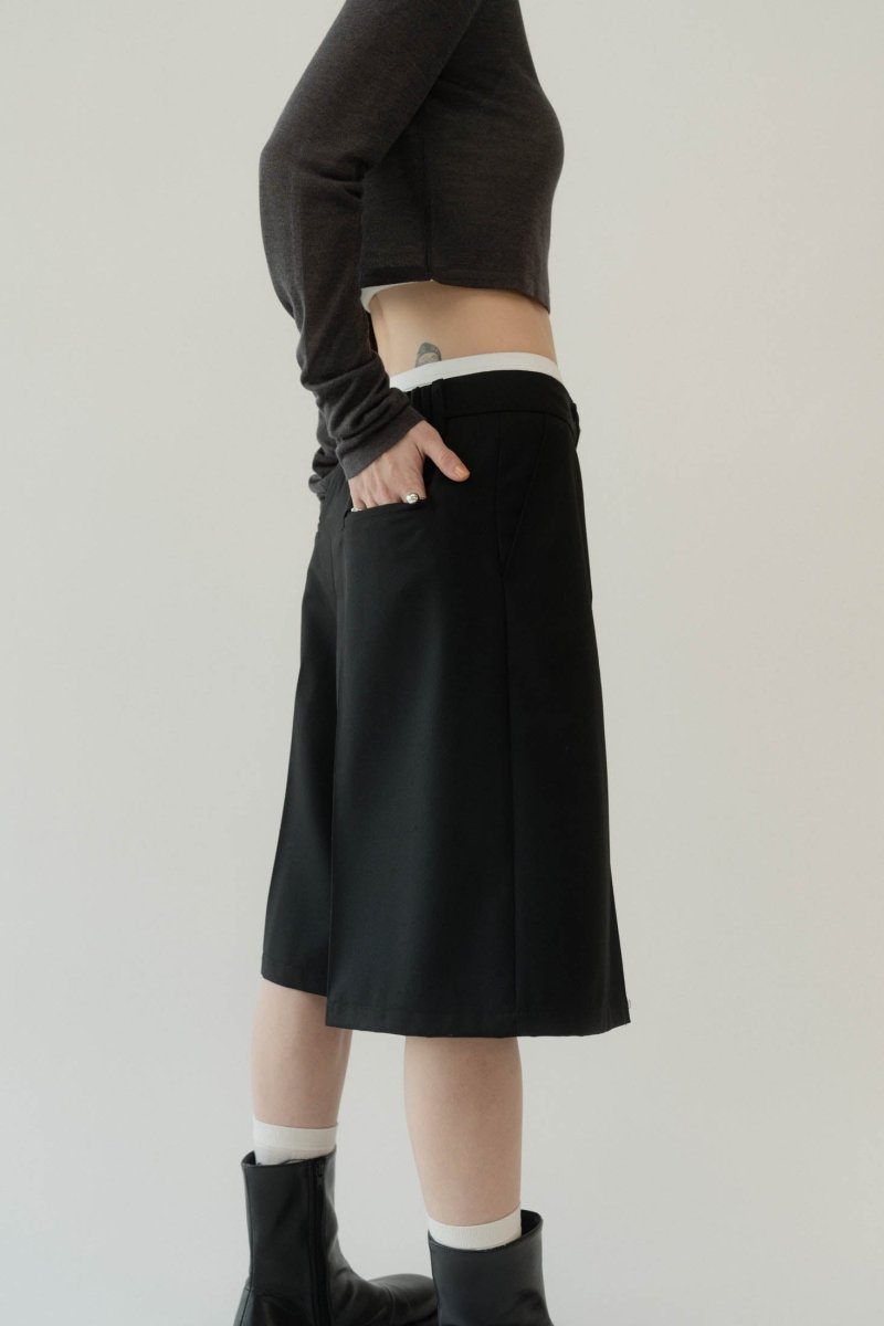 layered half pants(unisex)/black - KNUTH MARF