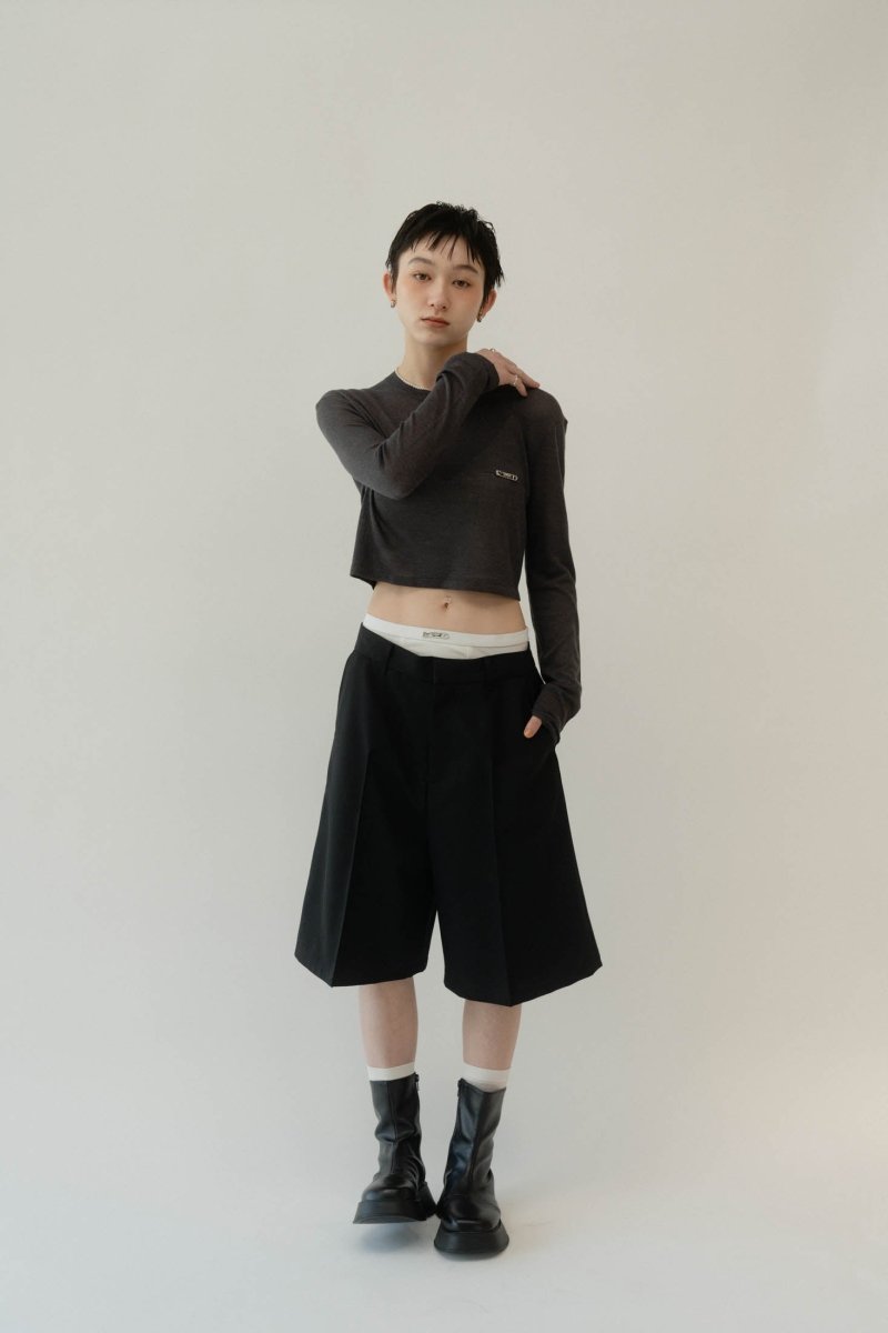 layered half pants(unisex)/black - KNUTH MARF