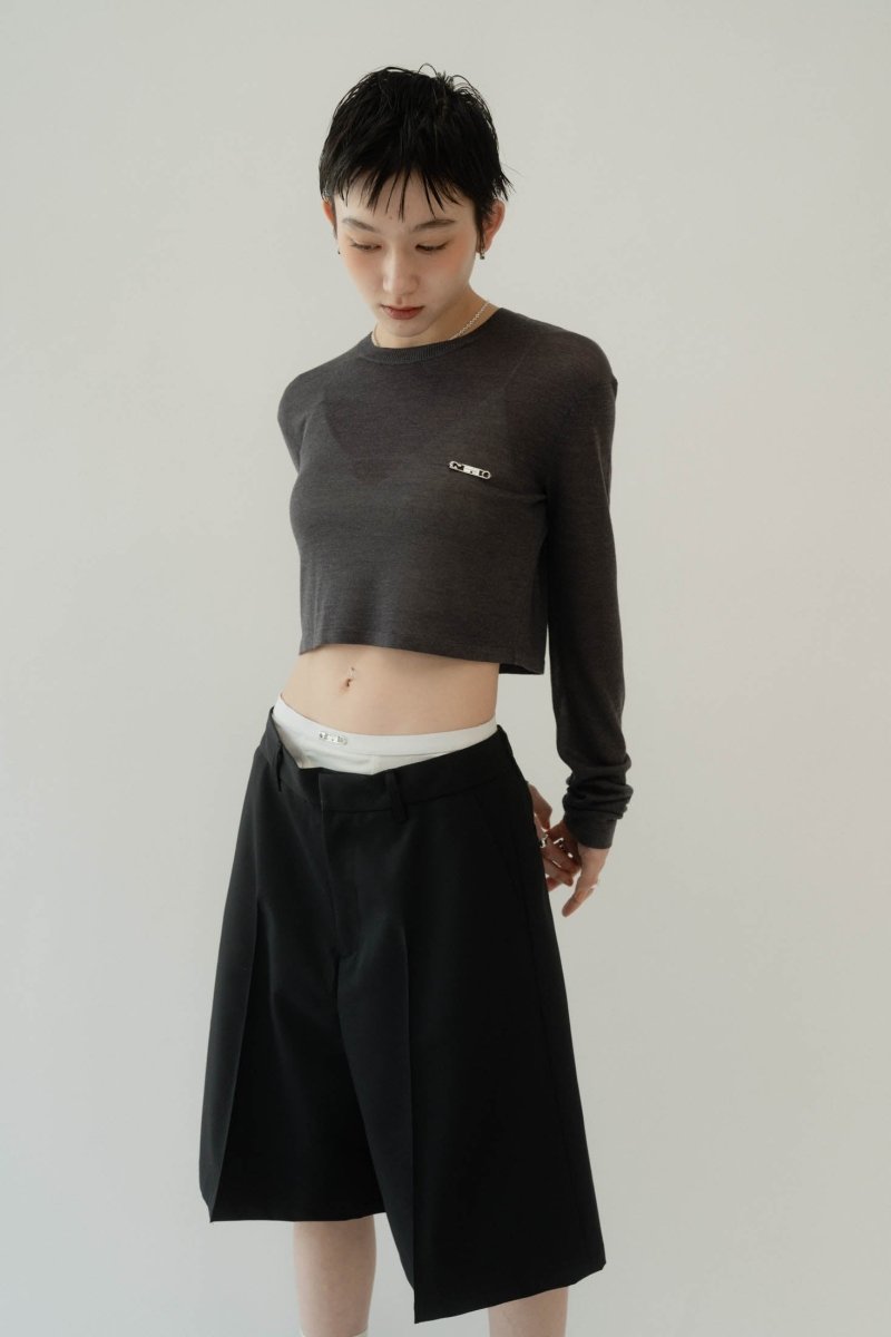 layered half pants(unisex)/black - KNUTH MARF