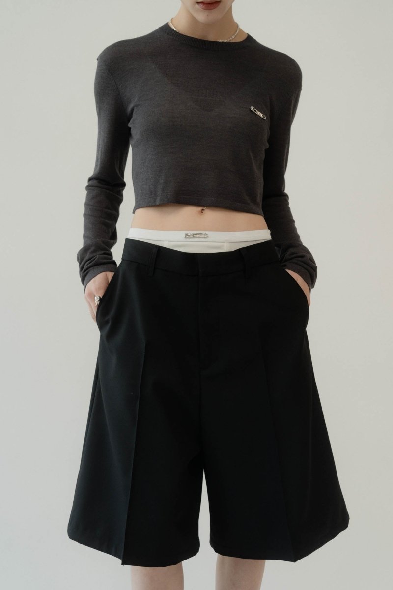 layered half pants(unisex)/black - KNUTH MARF