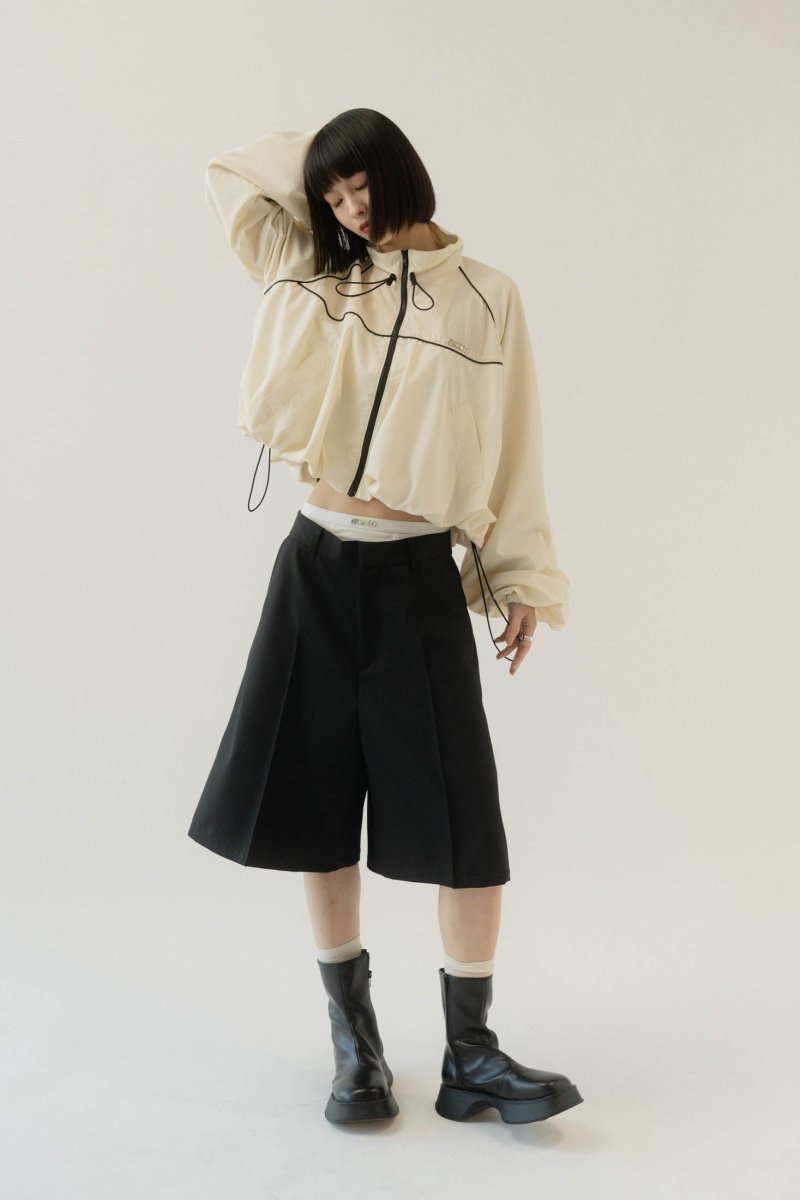 layered half pants(unisex)/black - KNUTH MARF