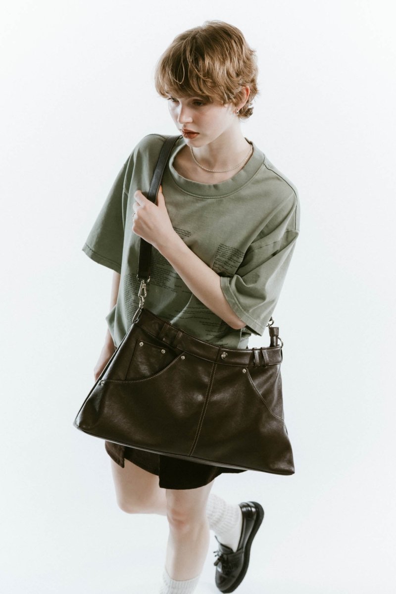 leather denim shoulder bag/2color - KNUTH MARF