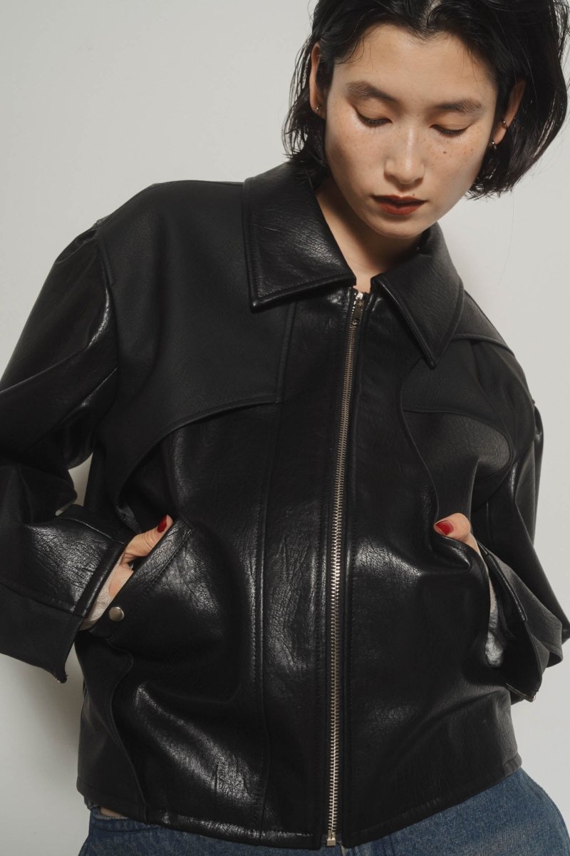 leather riders blouson(unisex)/black - KNUTH MARF