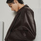 leather riders blouson(unisex)/brown - KNUTH MARF