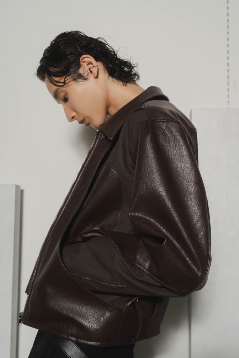 leather riders blouson(unisex)/brown - KNUTH MARF