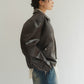 leather riders blouson(unisex)/brown - KNUTH MARF