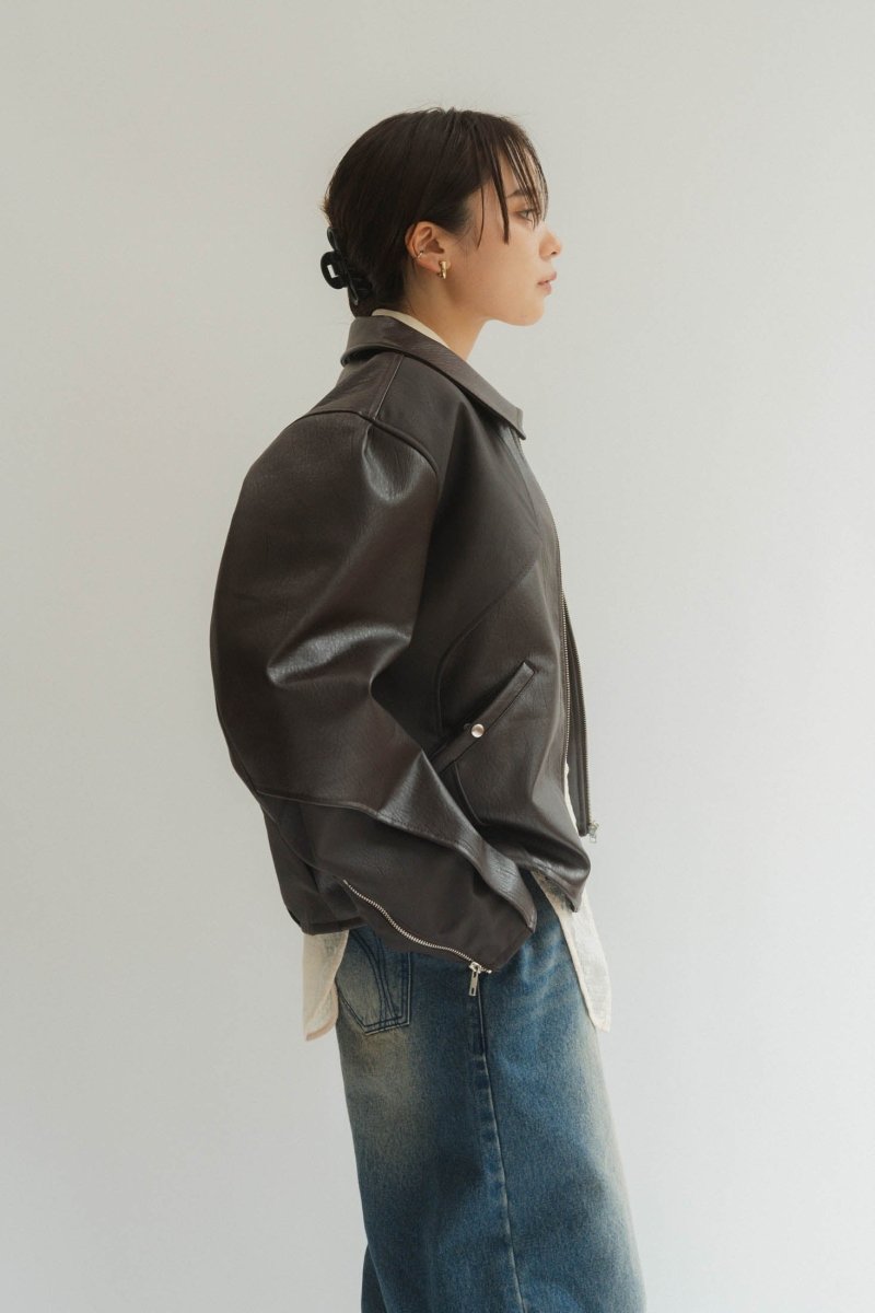 leather riders blouson(unisex)/brown - KNUTH MARF