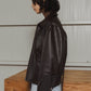 leather riders blouson(unisex)/brown - KNUTH MARF