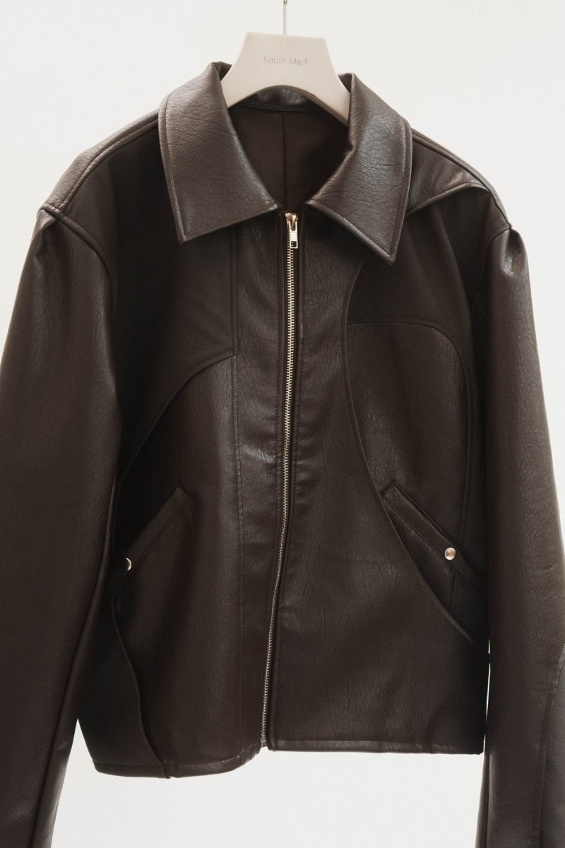 leather riders blouson(unisex)/brown - KNUTH MARF