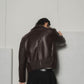 leather riders blouson(unisex)/brown - KNUTH MARF