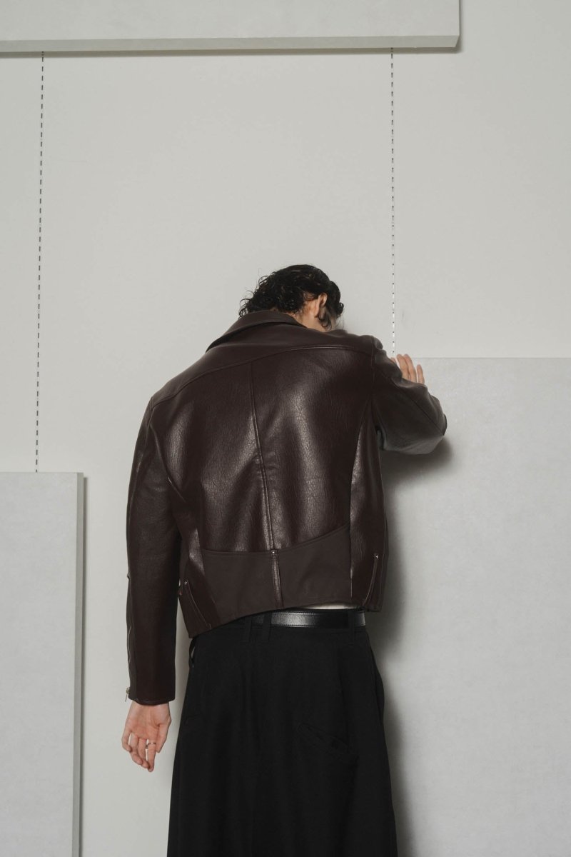 leather riders blouson(unisex)/brown - KNUTH MARF