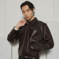 leather riders blouson(unisex)/brown - KNUTH MARF