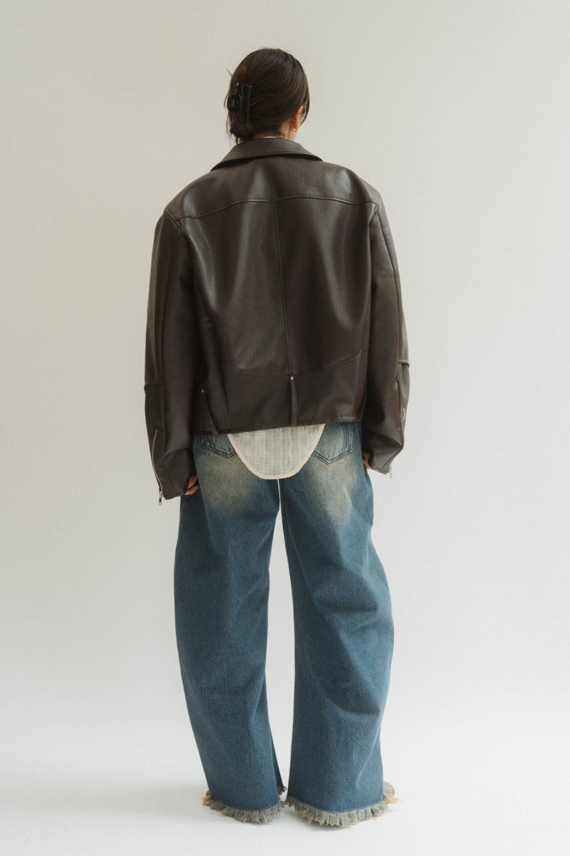 leather riders blouson(unisex)/brown - KNUTH MARF