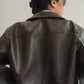 leather riders blouson(unisex)/brown - KNUTH MARF