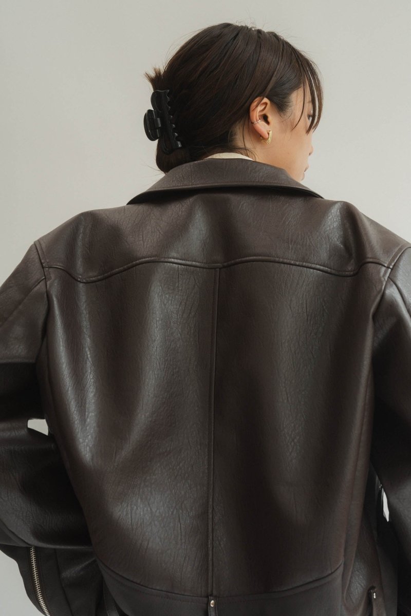 leather riders blouson(unisex)/brown - KNUTH MARF