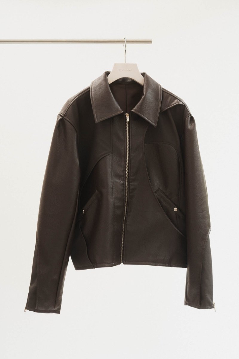 leather riders blouson(unisex)/brown - KNUTH MARF