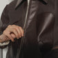 leather riders blouson(unisex)/brown - KNUTH MARF