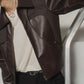 leather riders blouson(unisex)/brown - KNUTH MARF